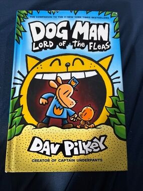 Scholastic Dog Man: Lord of the Fleas — Bright Blue, Yellow & Green Cover